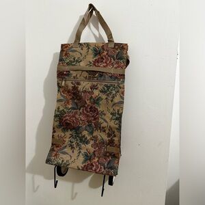 Cloth Tote On Wheels Needlepoint “Home Sweet Home” size small